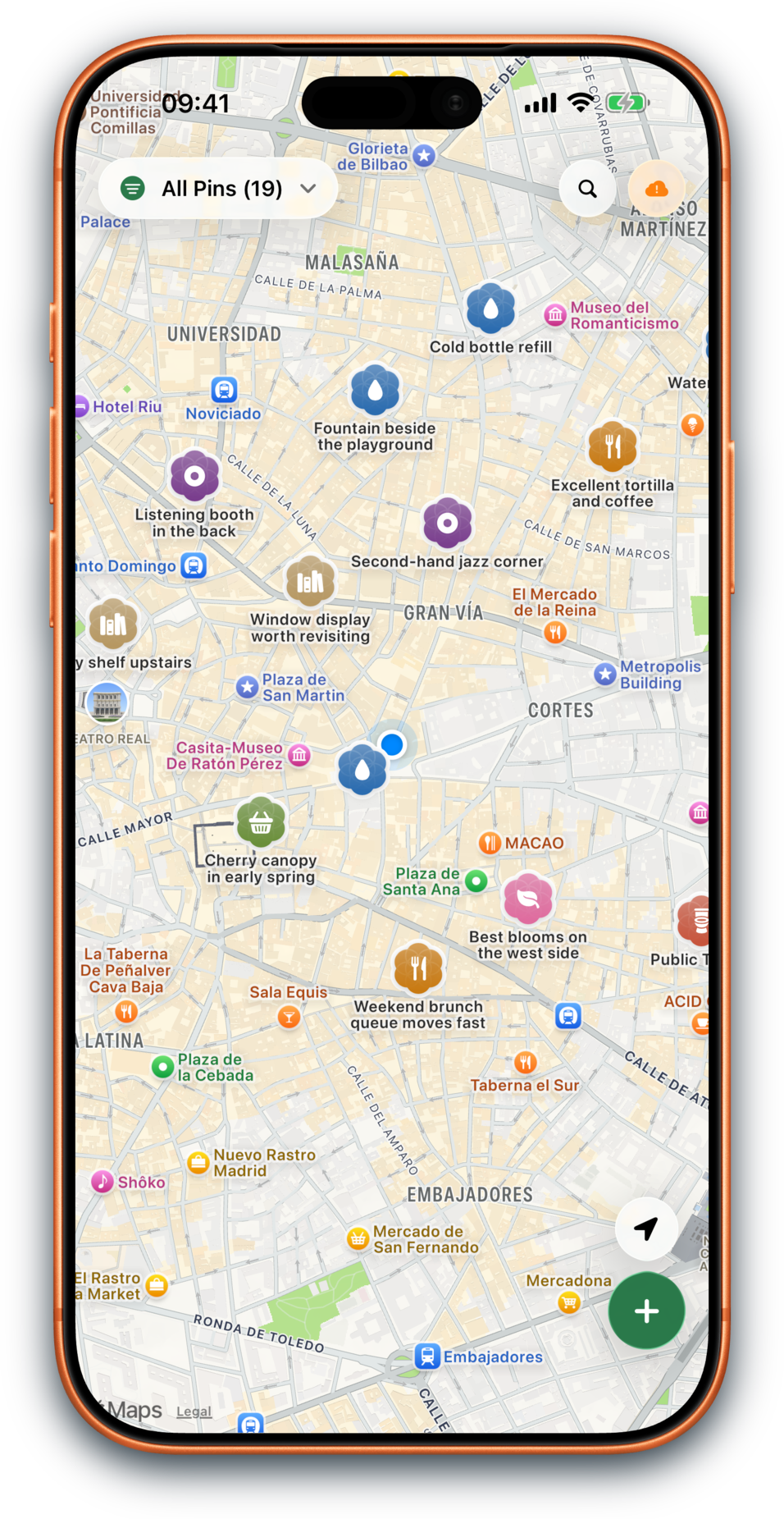 Piningo iPhone map screen